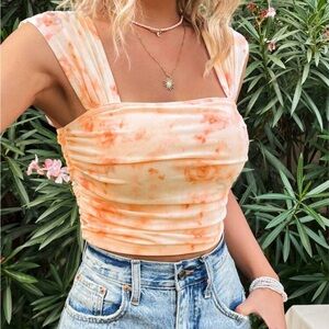 Orange Tie-Dye Sleeveless Top